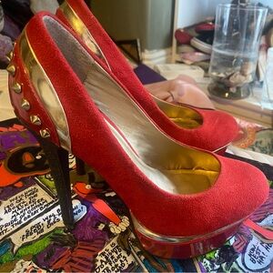 Red and Gold Women's Heels
